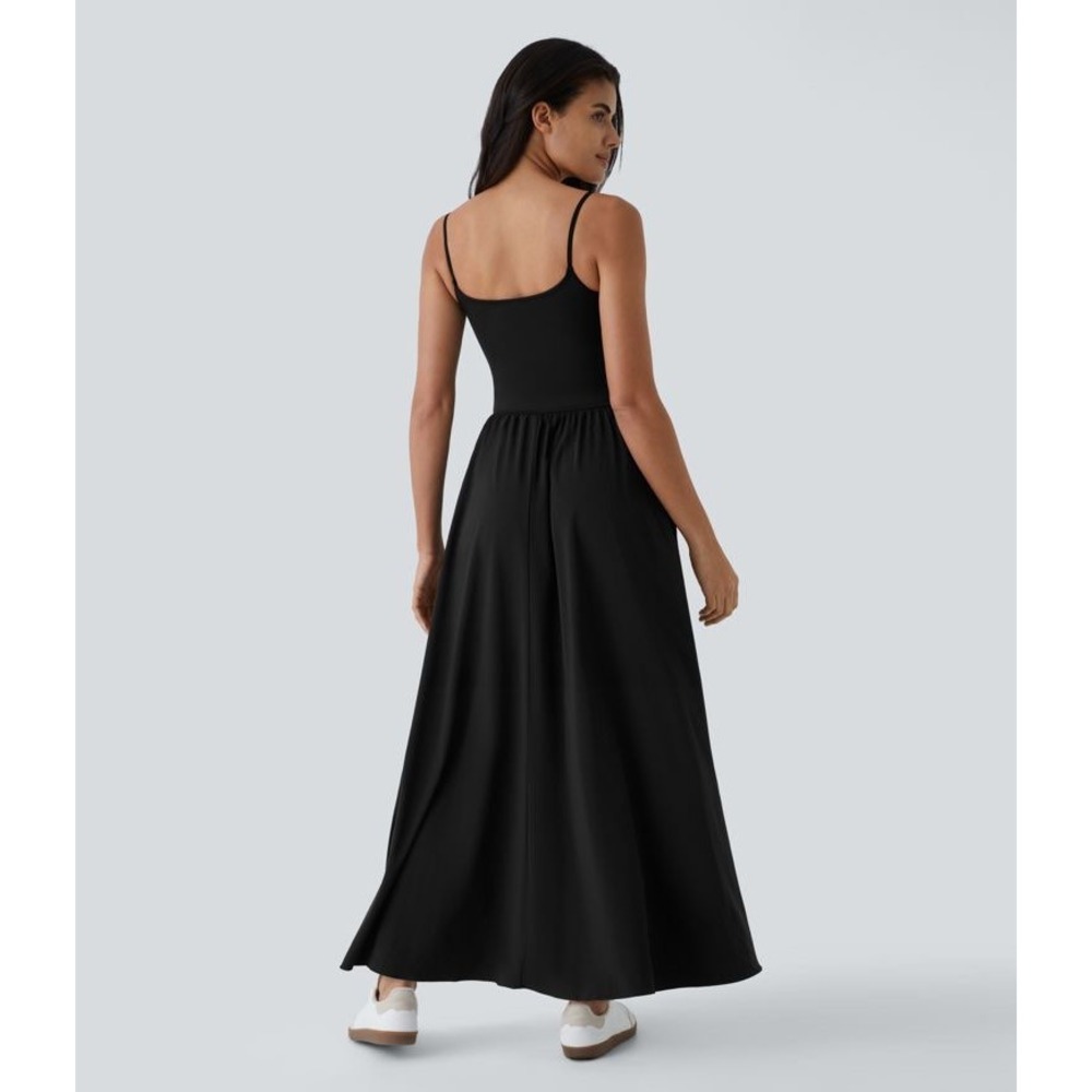 Halara Breezeful Backless Side Pocket Flowy Flare Maxi Quick Dry Slip Dress M - Picture 2 of 14